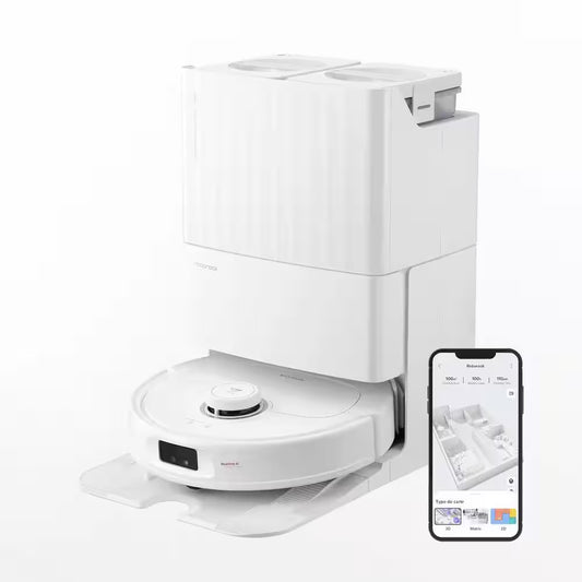 Qrevo Maxv 16.61 In. Robotic Vacuum and Mop with Smart Navigation, Self-Emptying, Self-Drying, Multisurface in White