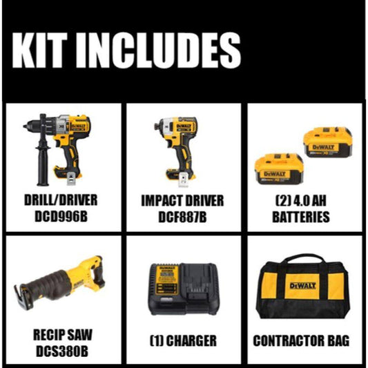 20V MAX XR Lithium-Ion Cordless Brushless 2 Tool Combo Kit, 20V Reciprocating Saw, (2) 20V 4.0Ah Batteries, and Charger