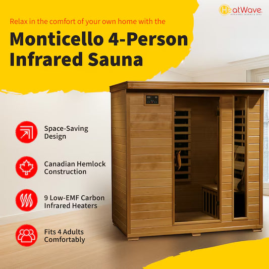 HEAT WAVE 75-In H X 46-In W X 72-In D Hemlock Wood Infrared Sauna