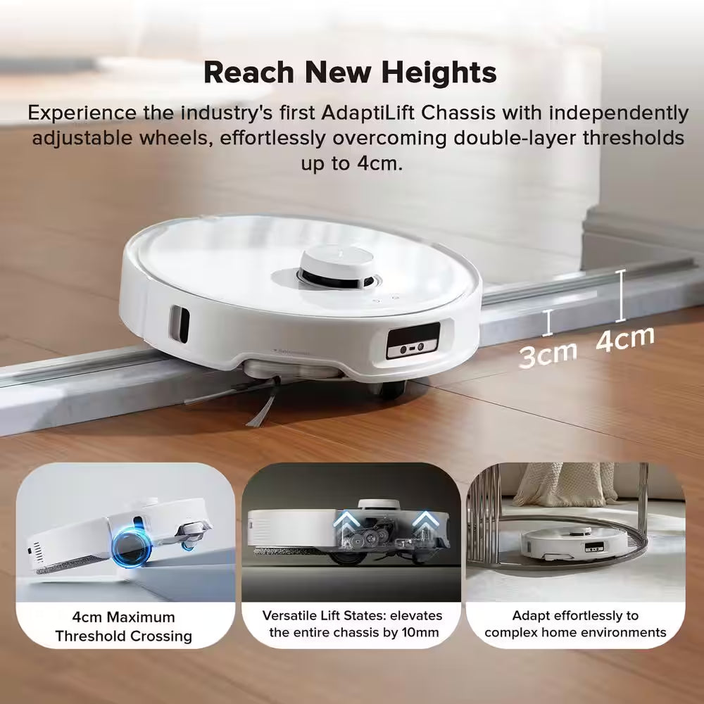 Q Revo Curv 17.7 in Robotic Vacuum and Mop with Smart Navigation, Self-Emptying, Self-Drying, Multi-Surface in White