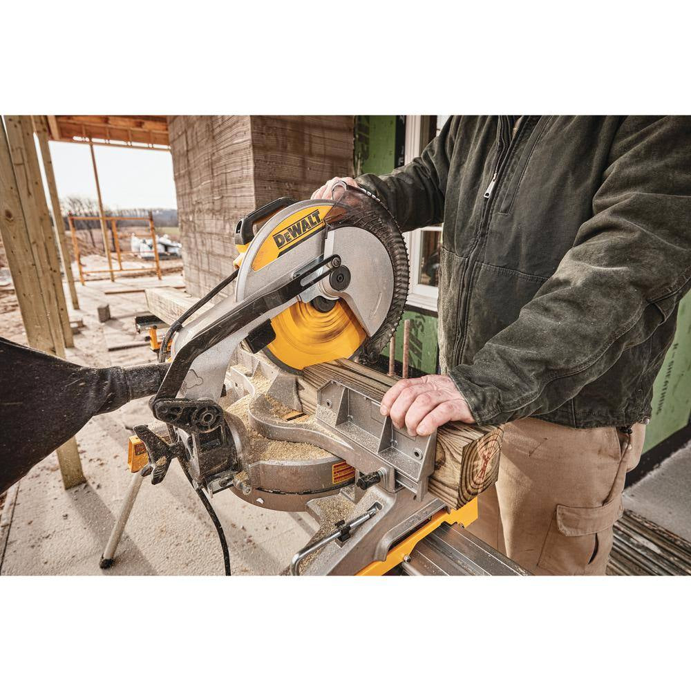 15 Amp Corded 12 In. Compound Single Bevel Miter Saw and 12 In. Miter Saw Blade 32-Teeth and 80-Teeth (4 Pack)