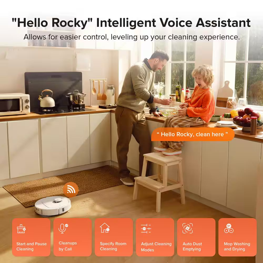 Qrevo Maxv 16.61 In. Robotic Vacuum and Mop with Smart Navigation, Self-Emptying, Self-Drying, Multisurface in White