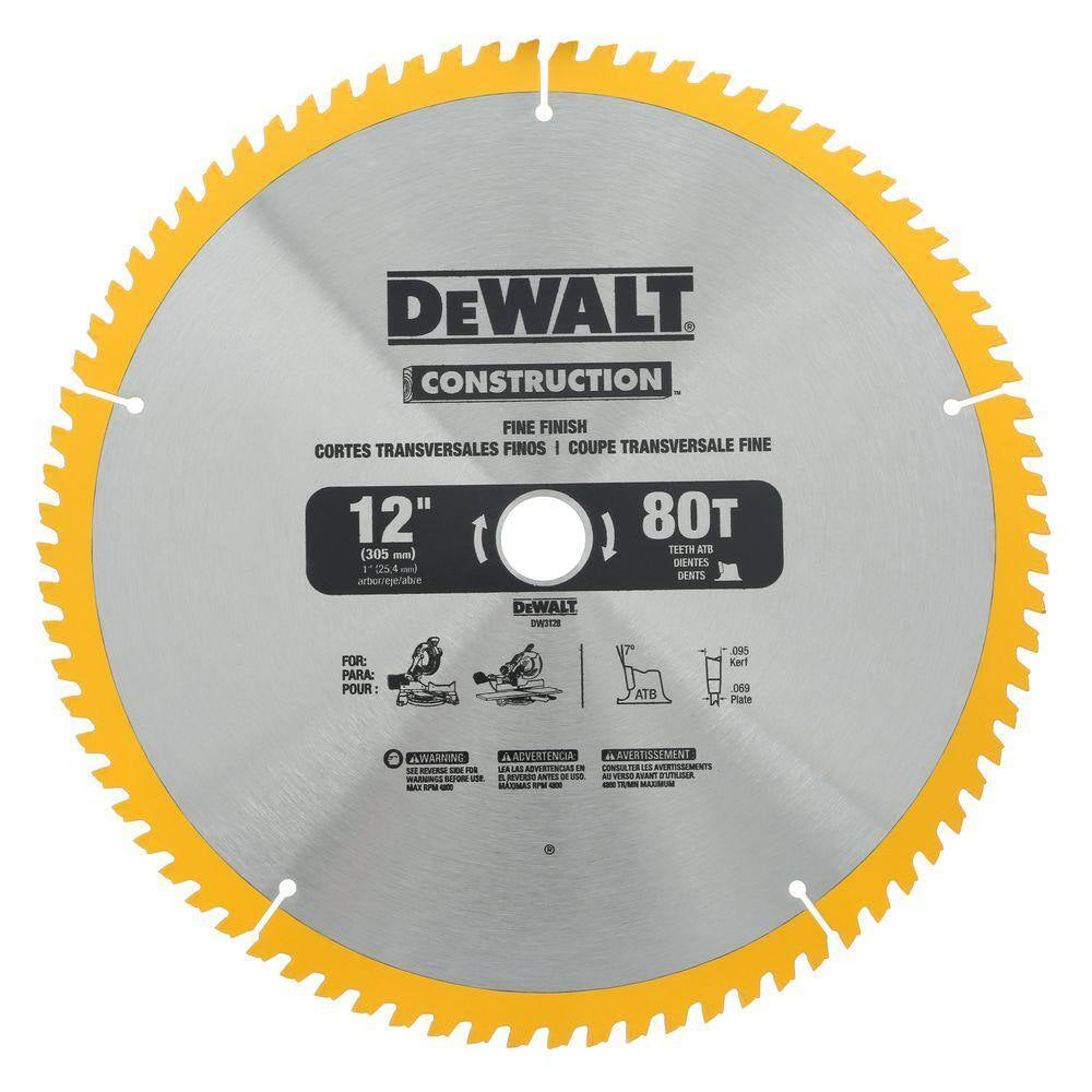 15 Amp Corded 12 In. Compound Single Bevel Miter Saw and 12 In. Miter Saw Blade 32-Teeth and 80-Teeth (4 Pack)