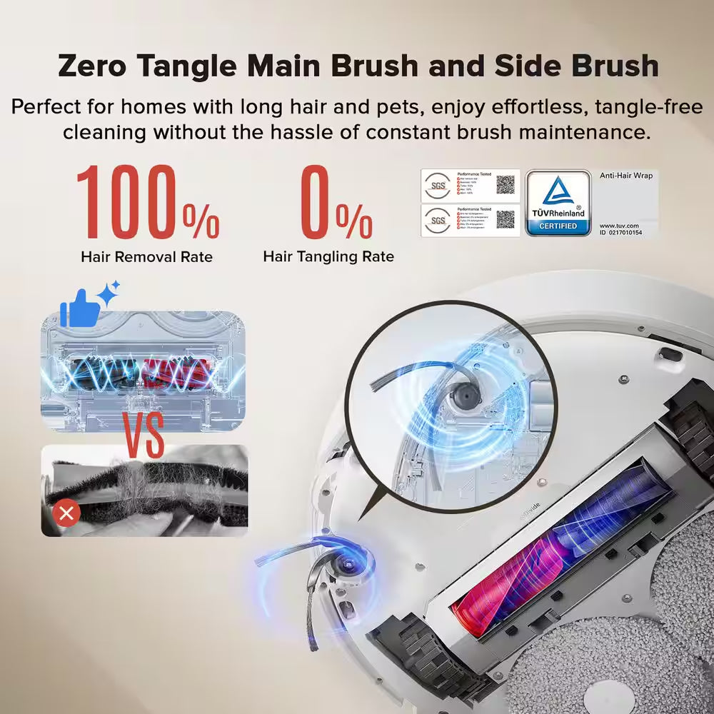 Q Revo Curv 17.7 in Robotic Vacuum and Mop with Smart Navigation, Self-Emptying, Self-Drying, Multi-Surface in White