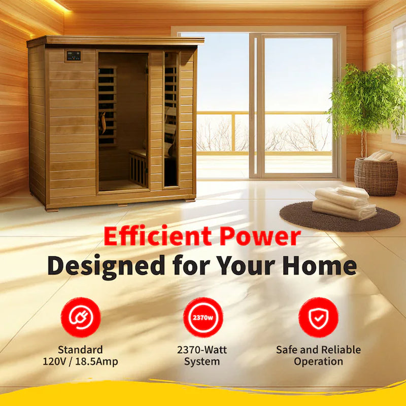 HEAT WAVE 75-In H X 46-In W X 72-In D Hemlock Wood Infrared Sauna