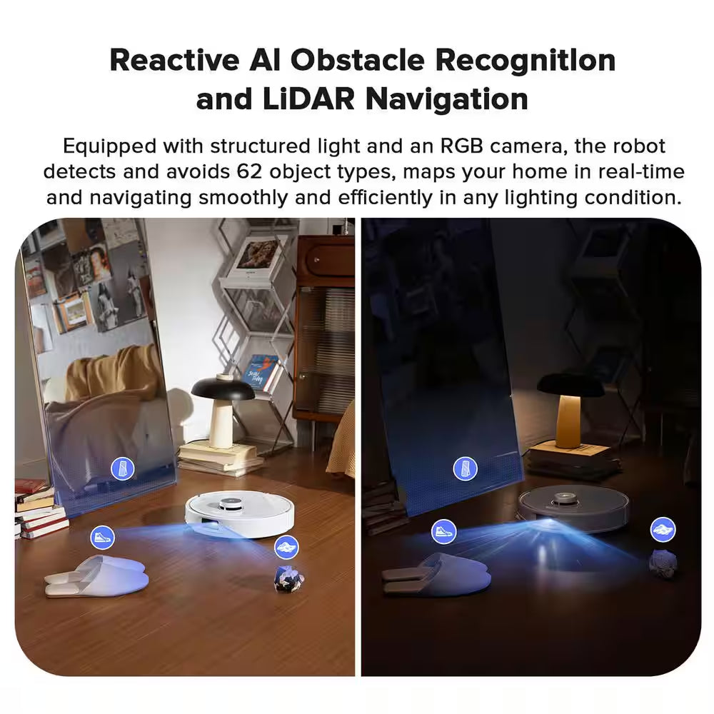 Q Revo Curv 17.7 in Robotic Vacuum and Mop with Smart Navigation, Self-Emptying, Self-Drying, Multi-Surface in White