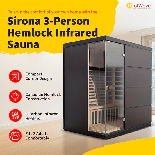 HEAT WAVE 75-In H X 59-In W X 41.3-In D Hemlock Wood Infrared Sauna