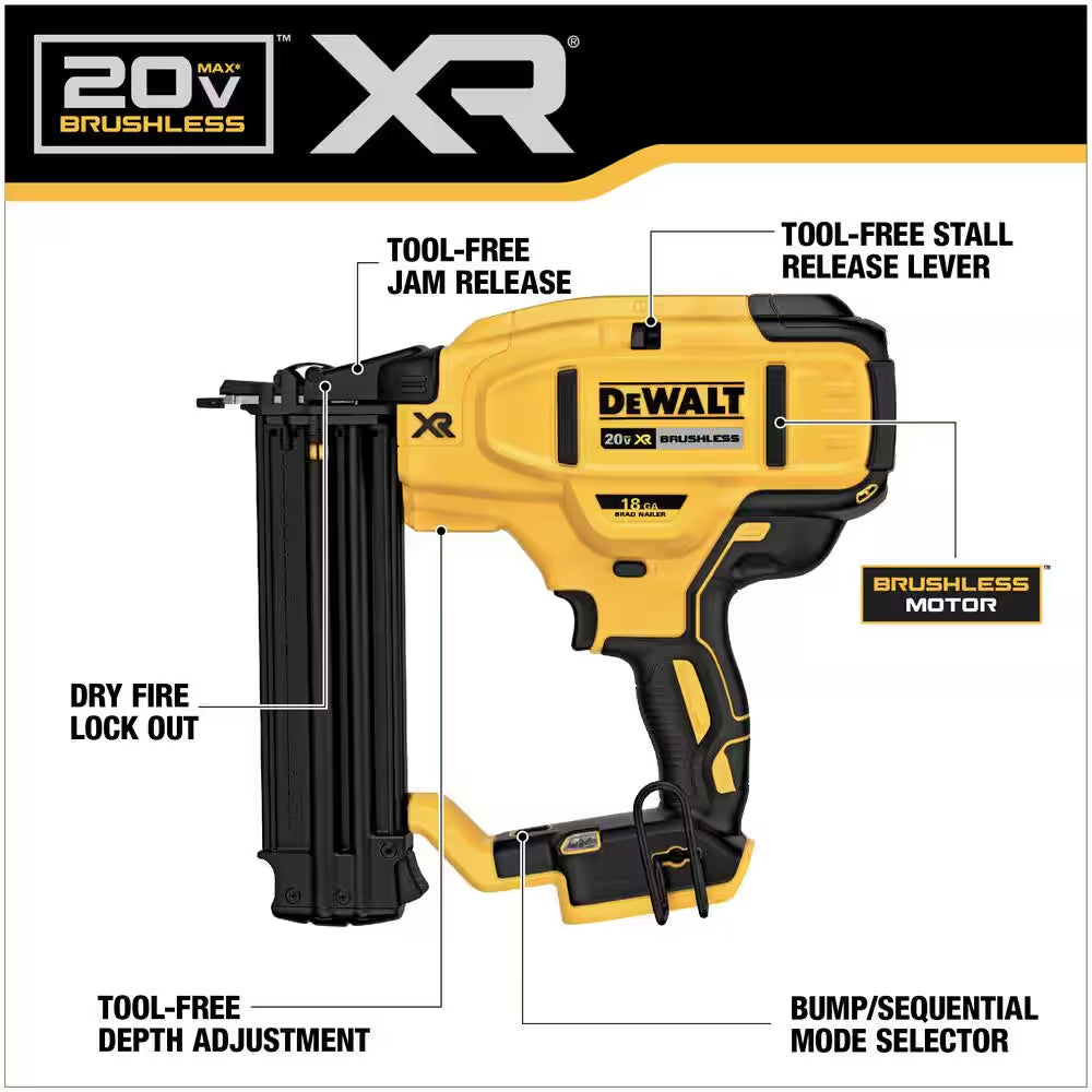 20V MAX XR Lithium-Ion Electric Cordless 18-Gauge Brad Nailer and 20V MAX XR Cordless 15-Gauge Angled Finish Nailer