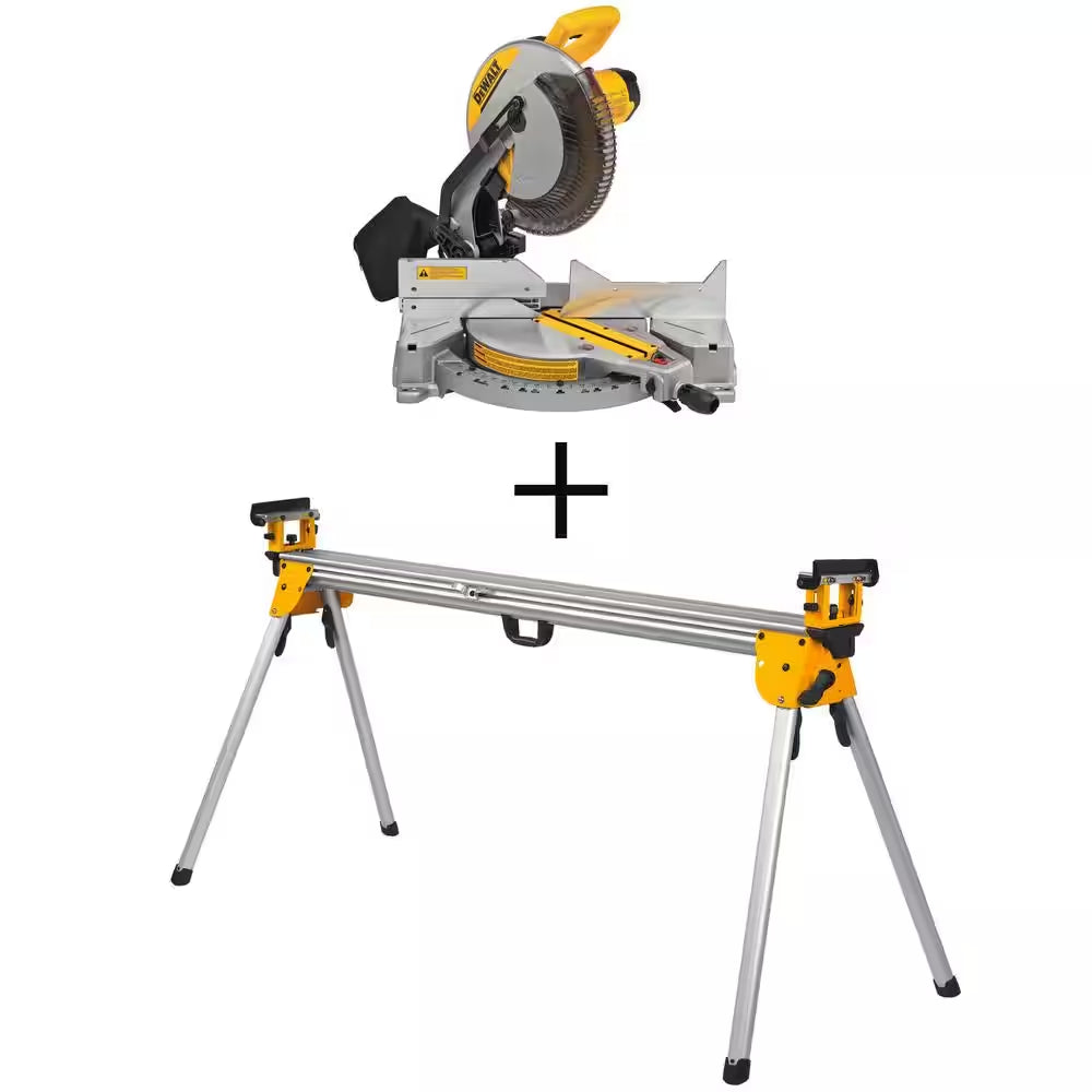 15 Amp Corded 12 In. Compound Single Bevel Miter Saw and Heavy Duty Miter Saw Stand