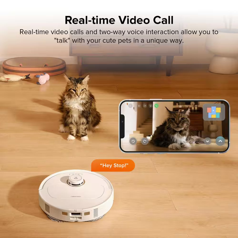Qrevo Maxv 16.61 In. Robotic Vacuum and Mop with Smart Navigation, Self-Emptying, Self-Drying, Multisurface in White