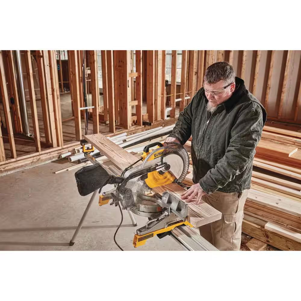 15 Amp Corded 12 In. Compound Single Bevel Miter Saw and 12 In. Miter Saw Blade 32-Teeth and 80-Teeth (4 Pack)