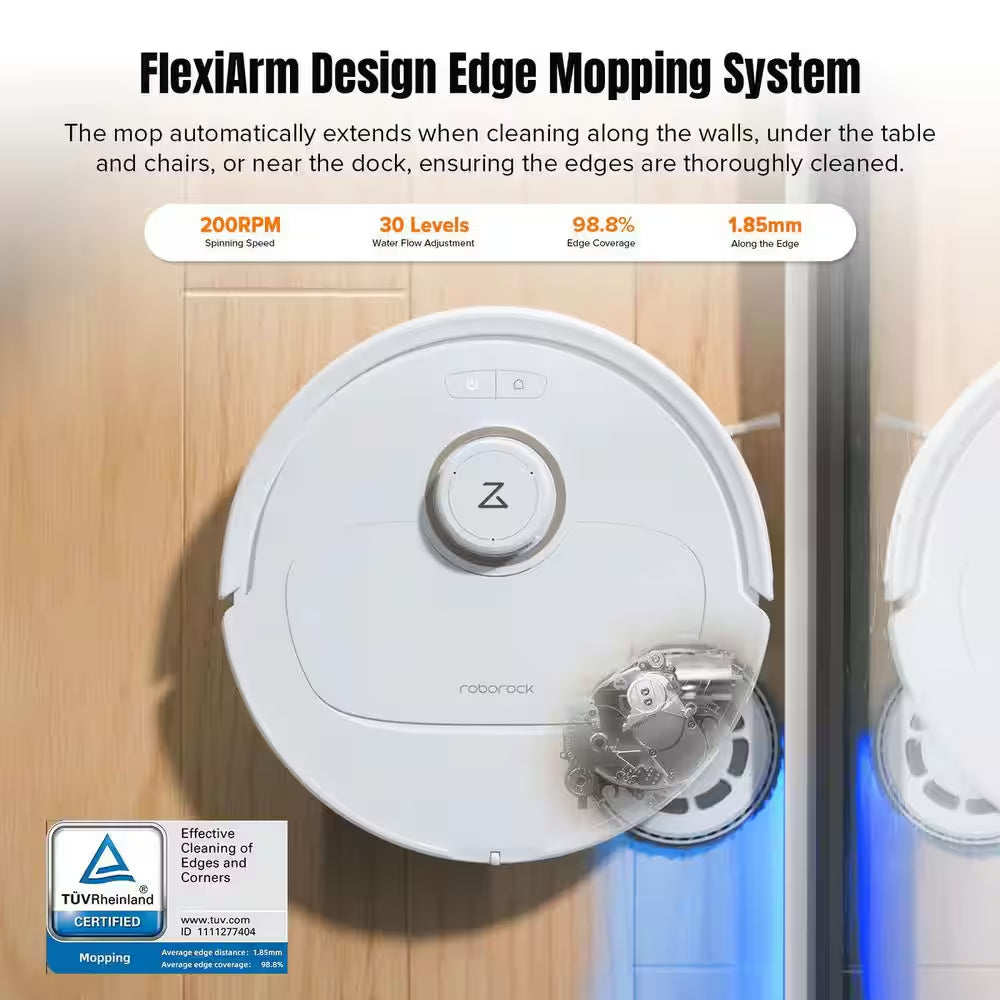 Qrevo Maxv 16.61 In. Robotic Vacuum and Mop with Smart Navigation, Self-Emptying, Self-Drying, Multisurface in White