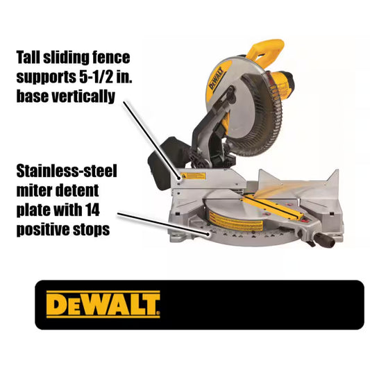 15 Amp Corded 12 In. Compound Single Bevel Miter Saw and 12 In. Miter Saw Blade 32-Teeth and 80-Teeth (4 Pack)