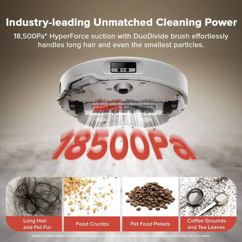 Q Revo Curv 17.7 in Robotic Vacuum and Mop with Smart Navigation, Self-Emptying, Self-Drying, Multi-Surface in White