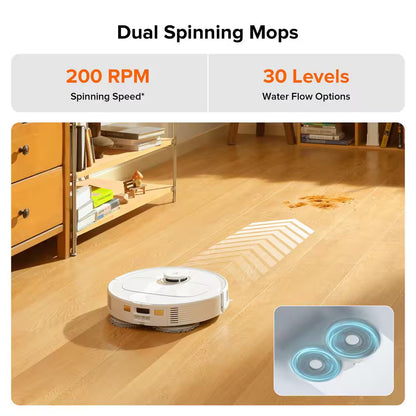 Qrevo Pro 13. 4In Robotic Vacuum, with Lidar Smart Navigation, Flexiarm Edge Mopping, Dynamic Hot Water Re-Wash in White