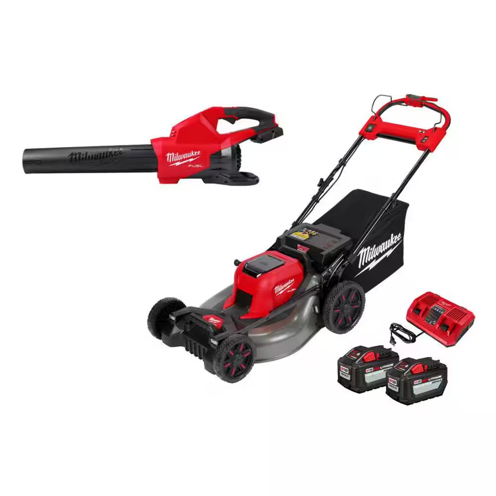 M18 FUEL Dual Battery 145 MPH 600 CFM 18V Lithium-Ion Brushless Cordless Handheld Blower with M18 FUEL 16 In. Chainsaw