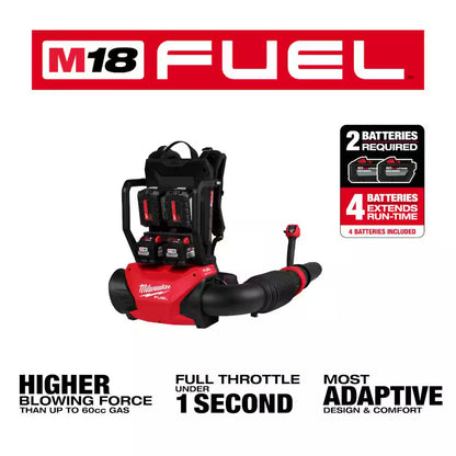 M18 FUEL 18V Brushless Cordless Dual Battery Backpack Blower Kit W/16 In. Chainsaw, (4) 12.0 Ah Batteries, 2 Chargers