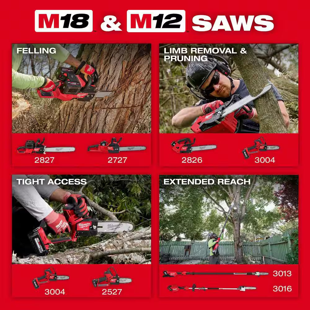 M18 FUEL 16 In. 18V Lithium-Ion Battery Brushless Cordless Chainsaw Kit W/12.0Ah Battery & M18 FUEL HATCHET (2-Tool)