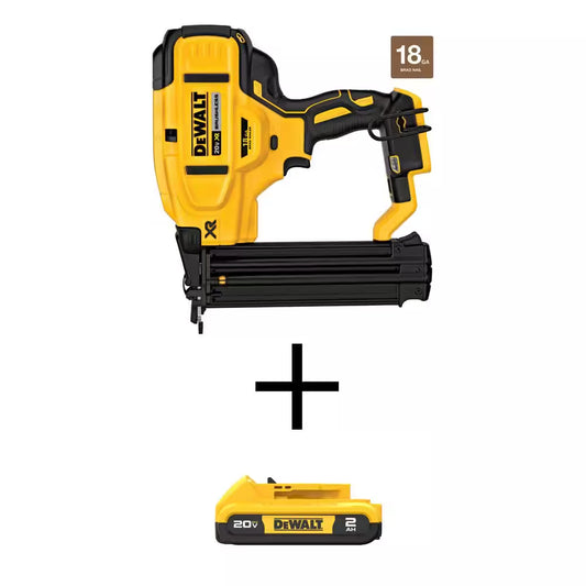 20V MAX XR Lithium-Ion Cordless 18-Gauge Brad Nailer with 20V MAX Compact Lithium-Ion 2.0Ah Battery Pack