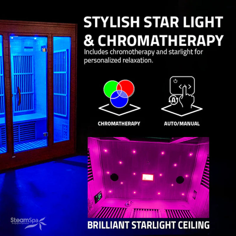 Steamspa 74.8-Inches H X 49.5-Inches W X 47-Inches D Wood Infrared Sauna