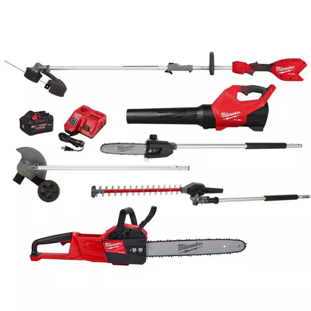 M18 FUEL 18V 16 In. Brushless Cordless QUIK-LOK String Trimmer/Blower Combo Kit W/ Pole Saw, Hedge, Edger, & Chainsaw