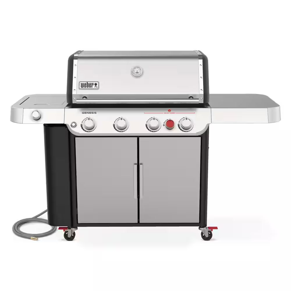 Genesis S-435 4-Burner Natural Gas Grill in Stainless Steel with Side Burner