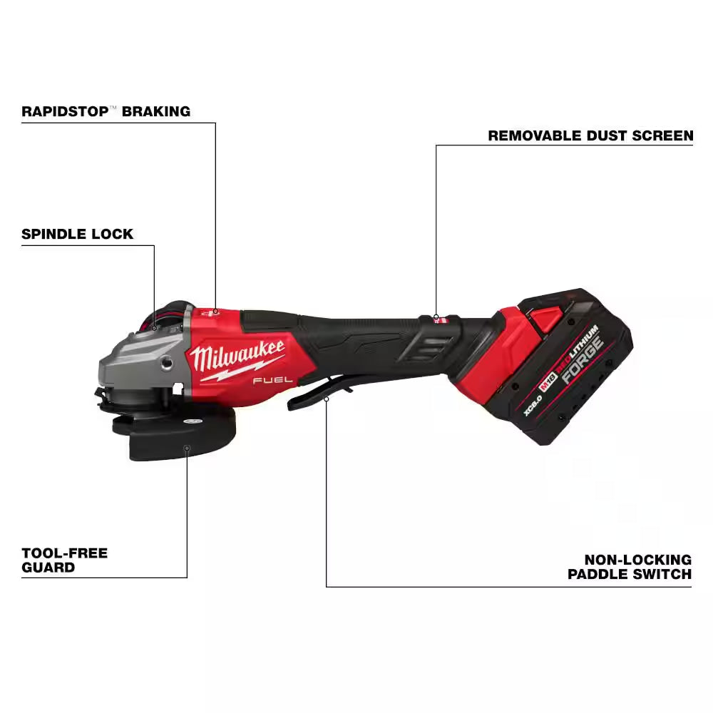 M18 FUEL 18V Lith-Ion Brushless Cordless 4-1/2 In. /6 In. Braking Grinder & 2 XC 8.0 Ah Battery & Variable Speed Grinder