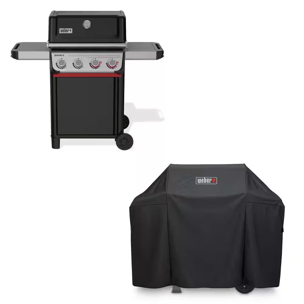 Spirit SB-E-425 4-Burner Liquid Propane Gas Grill in Black with Sear Zone and Weber Works Compatibility