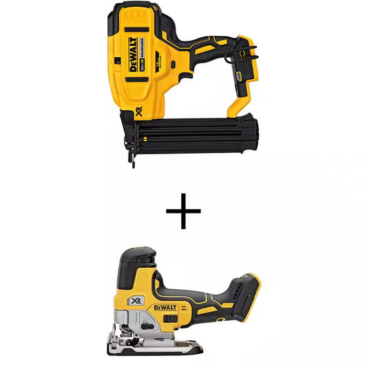 20V MAX XR Lithium-Ion Electric Cordless 18-Gauge Brad Nailer and 20V MAX XR Cordless Barrel Grip Jigsaw (Tools Only)