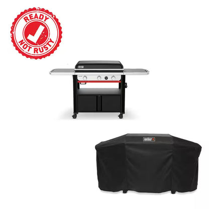 Slate Griddle 3-Burner Propane Gas 30 In. Flat Top Grill in Black with Thermometer