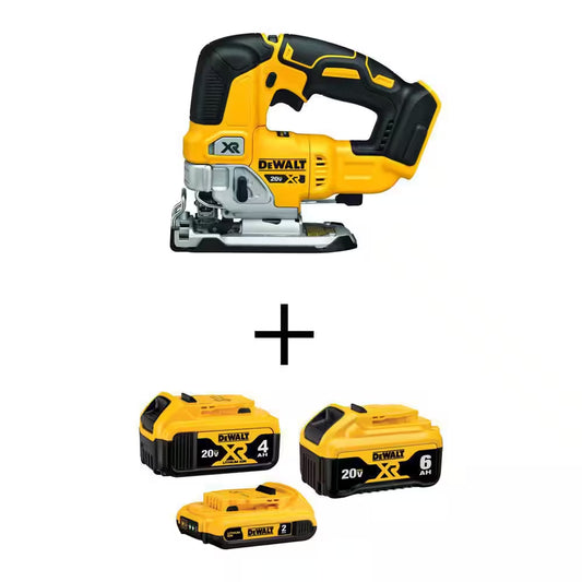 20V MAX XR Cordless Brushless Jigsaw with 20V MAX XR 6.0Ah Battery, 20V MAX XR 4.0Ah Battery and 20V MAX 2.0Ah Battery