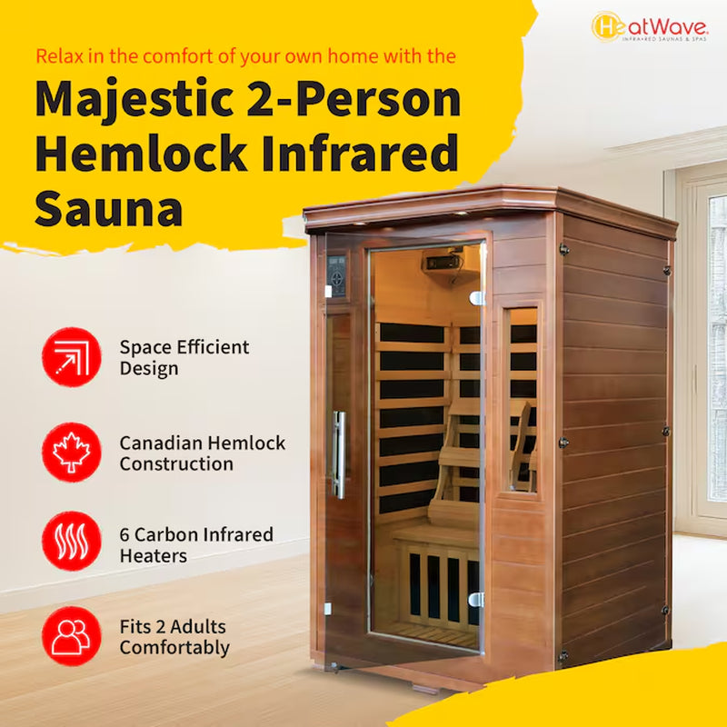 HEAT WAVE 75-In H X 39.25-In W X 47.25-In D Hemlock Wood Infrared Sauna