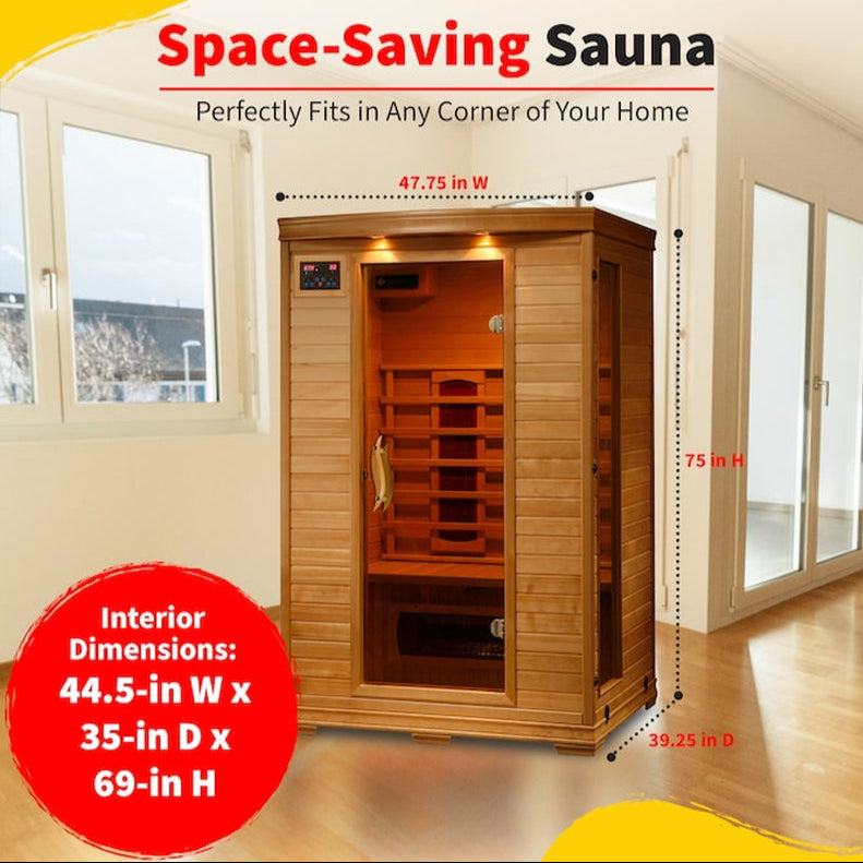 HEAT WAVE 75-In H X 47.75-In W X 39.25-In D Hemlock Fir Wood Infrared Sauna