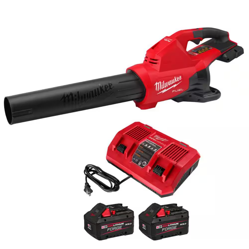 M18 FUEL Dual Battery 145 MPH 600 CFM 18V Lithium-Ion Brushless Cordless Handheld Blower with M18 FUEL 16 In. Chainsaw