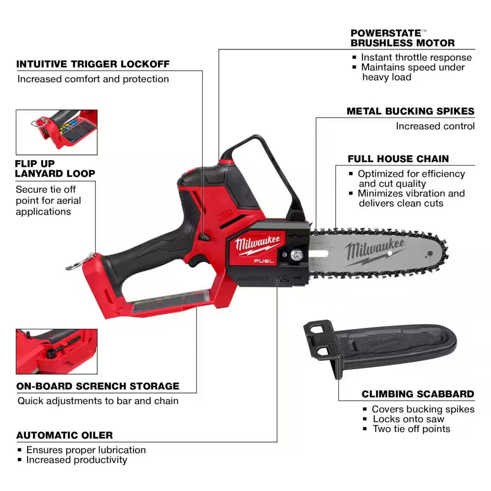 M18 FUEL 18V Brushless 8 In. HATCHET Pruning Saw W/M18 FUEL Telescoping Pruning Shears, (2) M18 FORGE 8.0 Ah Battery