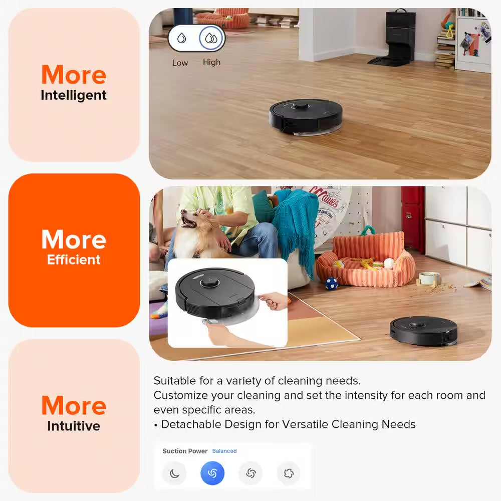 Q5 Pro plus Robotic Vacuum and Mop with Smart Navigation, Self-Emptying, Multi-Surface in Black