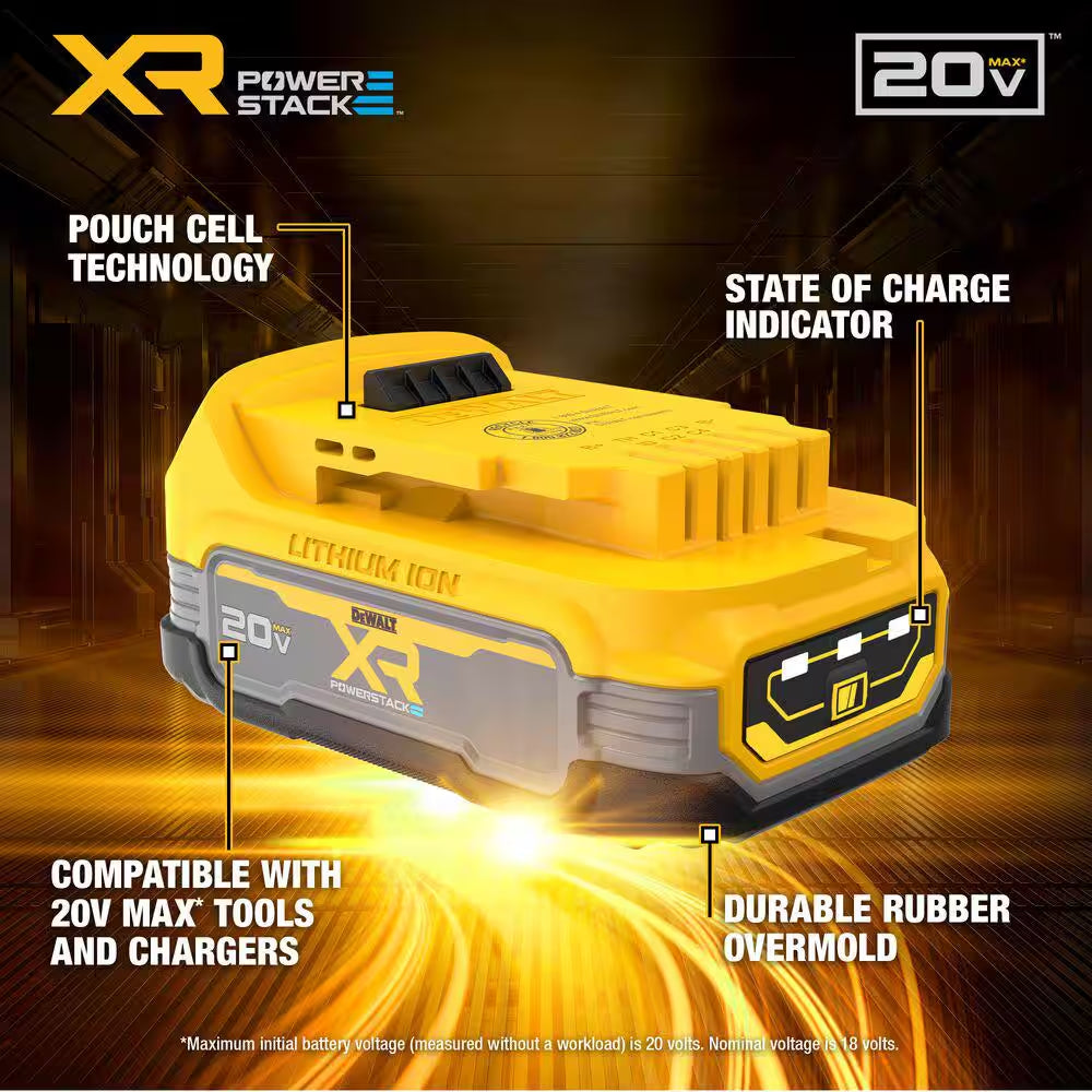20V MAX XR Lithium-Ion Cordless 1/2 In. Impact Wrench with (2) 20V MAX POWERSTACK Compact Lithium-Ion Batteries