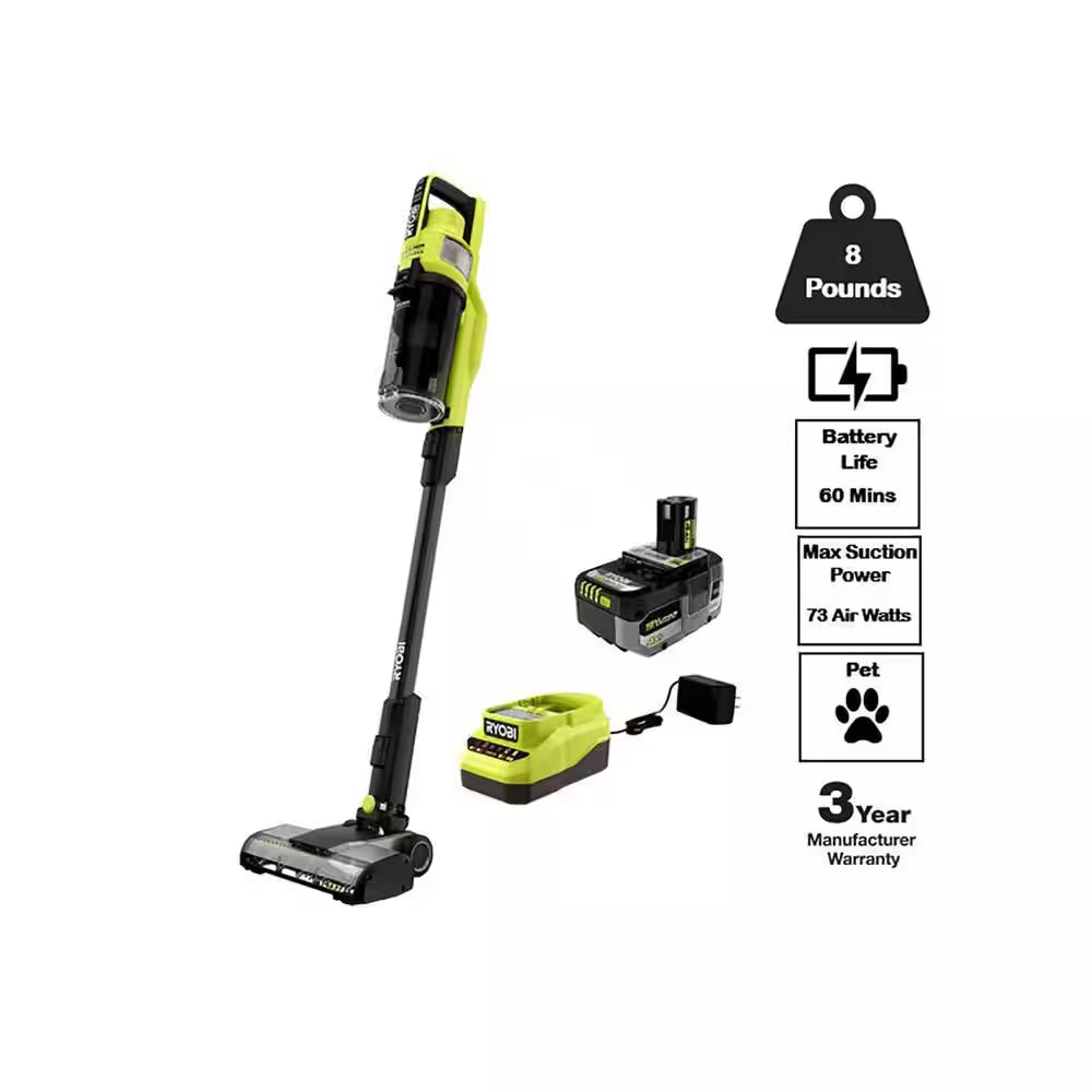 ONE+ HP 18V Cordless Pet Stick Vacuum Cleaner Kit with 4.0 Ah HIGH PERFORMANCE Battery and Charger