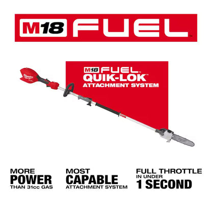 M18 FUEL 18V 10 In. Brushless Cordless QUIK-LOK Battery Powered Pole Saw W/ Blower, 8.0 Ah Forge Batteries, Charger