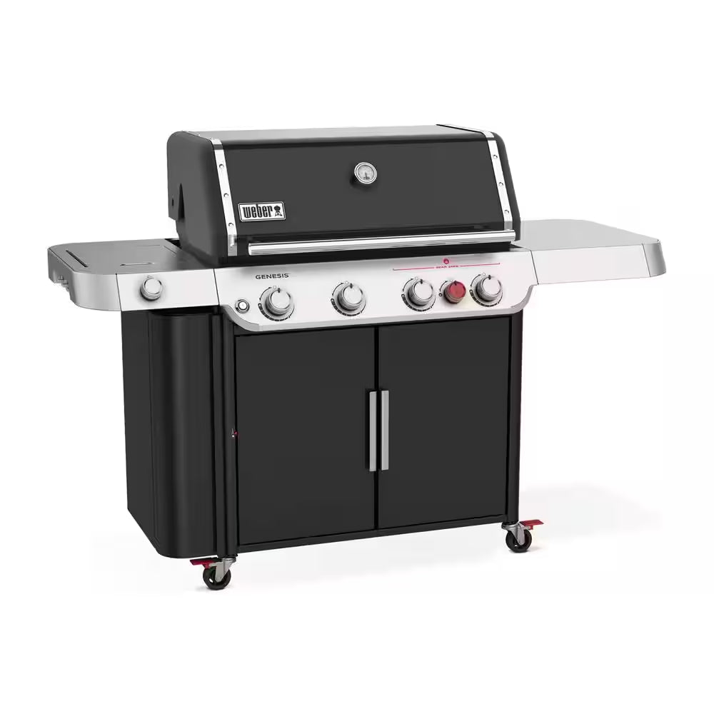 Genesis E-435 4-Burner Liquid Propane Gas Grill in Black with Side Burner