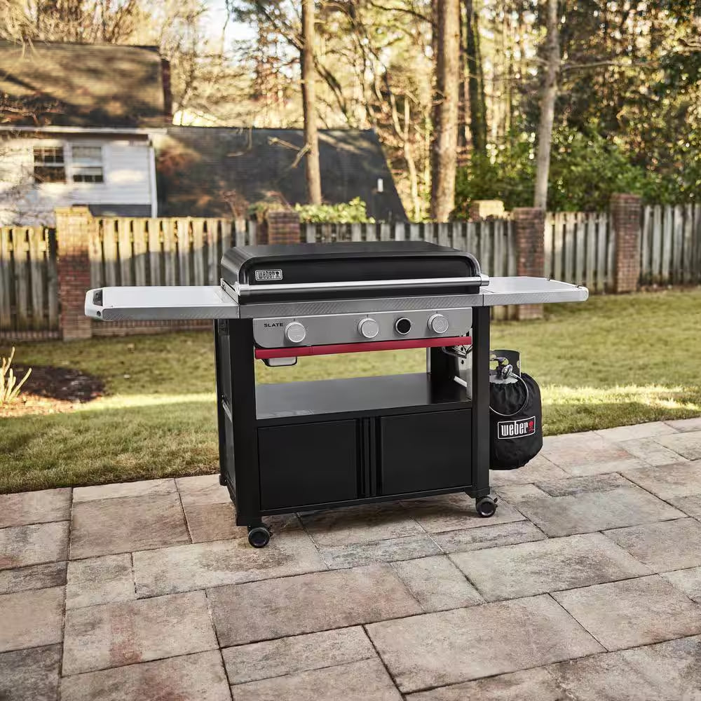 Slate Griddle 3-Burner Propane Gas 30 In. Flat Top Grill in Black with Thermometer