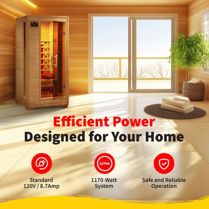 HEAT WAVE 75-In H X 35.25-In W X 35.75-In D Hemlock Wood Infrared Sauna