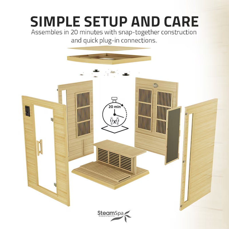 Steamspa 74.8-Inches H X 49.5-Inches W X 47-Inches D Wood Infrared Sauna