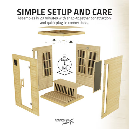 Steamspa 74.8-Inches H X 49.5-Inches W X 47-Inches D Wood Infrared Sauna