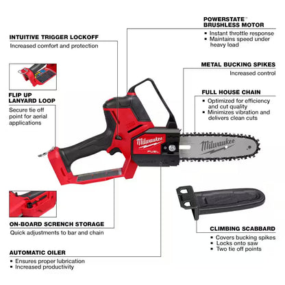 M18 FUEL 16 In. 18V Lithium-Ion Battery Brushless Cordless Chainsaw Kit W/12.0Ah Battery & M18 FUEL HATCHET (2-Tool)