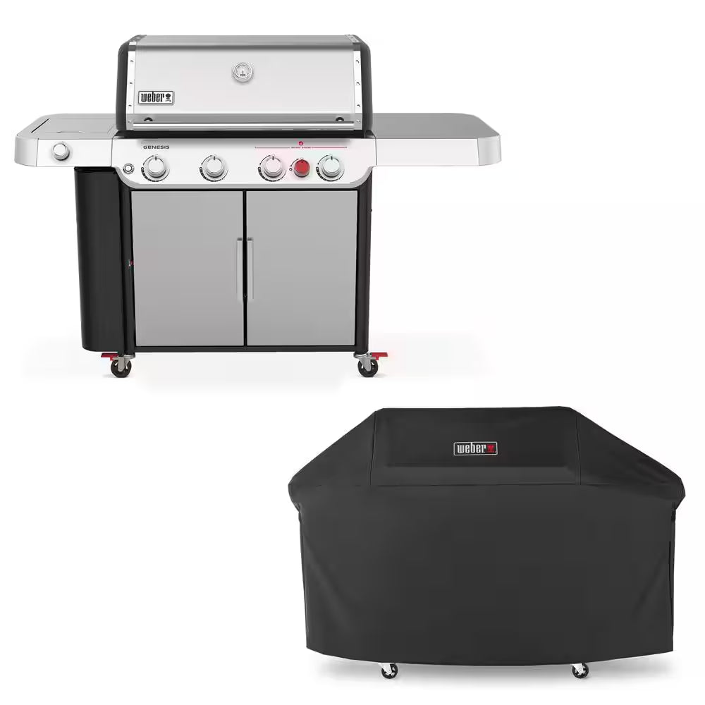 Genesis E-435 4-Burner Liquid Propane Gas Grill in Black with Side Burner