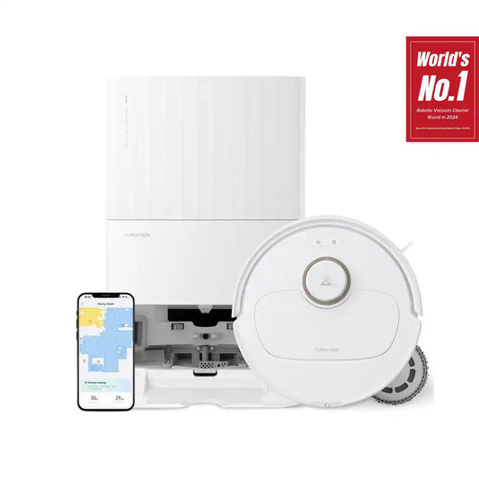 Qrevo Maxv 16.61 In. Robotic Vacuum and Mop with Smart Navigation, Self-Emptying, Self-Drying, Multisurface in White