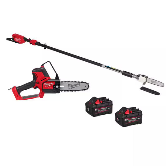 M18 Fuel 18-Volt Lith-Ion Brushless 8 In. Hatchet Pruning Saw M18 FUEL Telescoping Pole Saw, 2 M18 Forge 8.0 Ah Battery