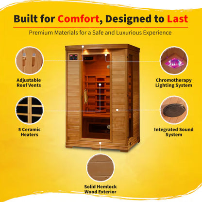 HEAT WAVE 75-In H X 47.75-In W X 39.25-In D Hemlock Fir Wood Infrared Sauna