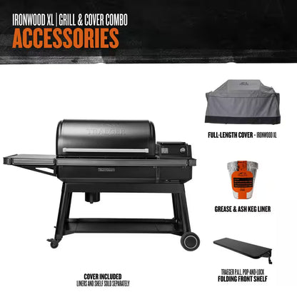 Ironwood XL Wi-Fi Pellet Grill and Smoker in Black with Cover